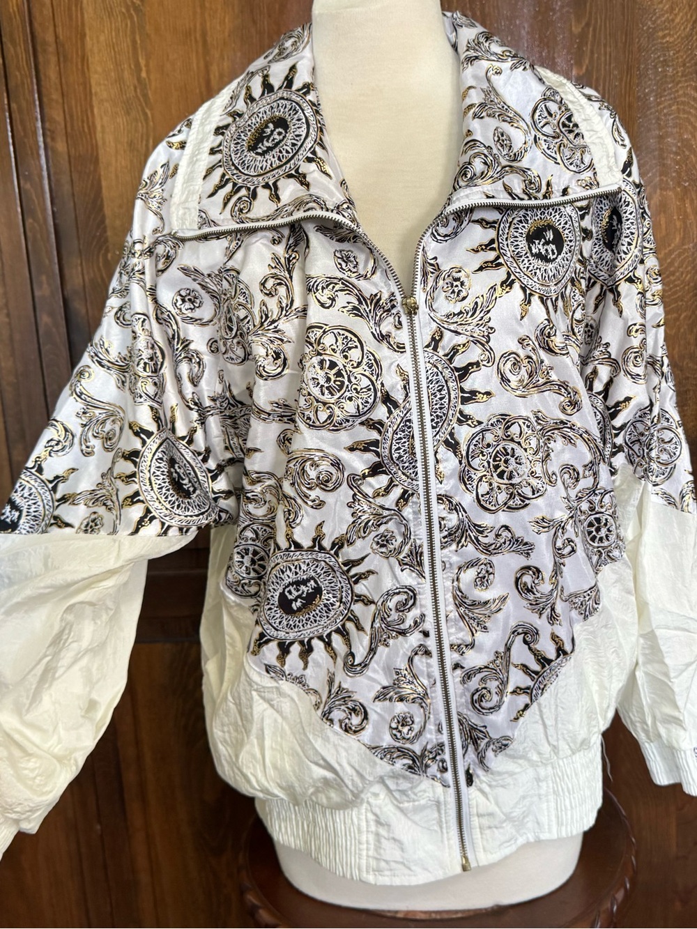 Vintage 1993 Lavon Celestial Sun Moon Baroque Windbreaker Bomber Jacket S - XL